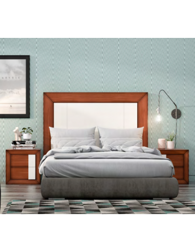 Dormitorio color madera roble cerezo y blanco lacado