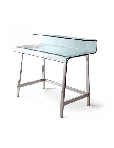 Mesa escritorio de cristal con patas cromadas