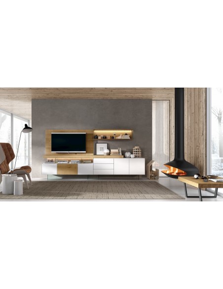 Kazzano Royal R45 Mueble de salón blanco y roble
