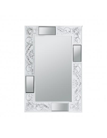 Espejo Texturas rectangular de diseño lacado en blanco