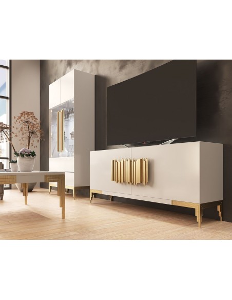 Salón PROMO PR01 blanco de Franco Furniture con originales tiradores de metal