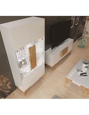 Salón PROMO PR01 blanco de Franco Furniture con originales tiradores de metal