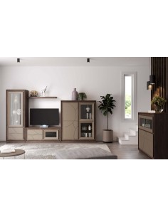 Colección de Salón Modular en Roble Natural y Lacado
