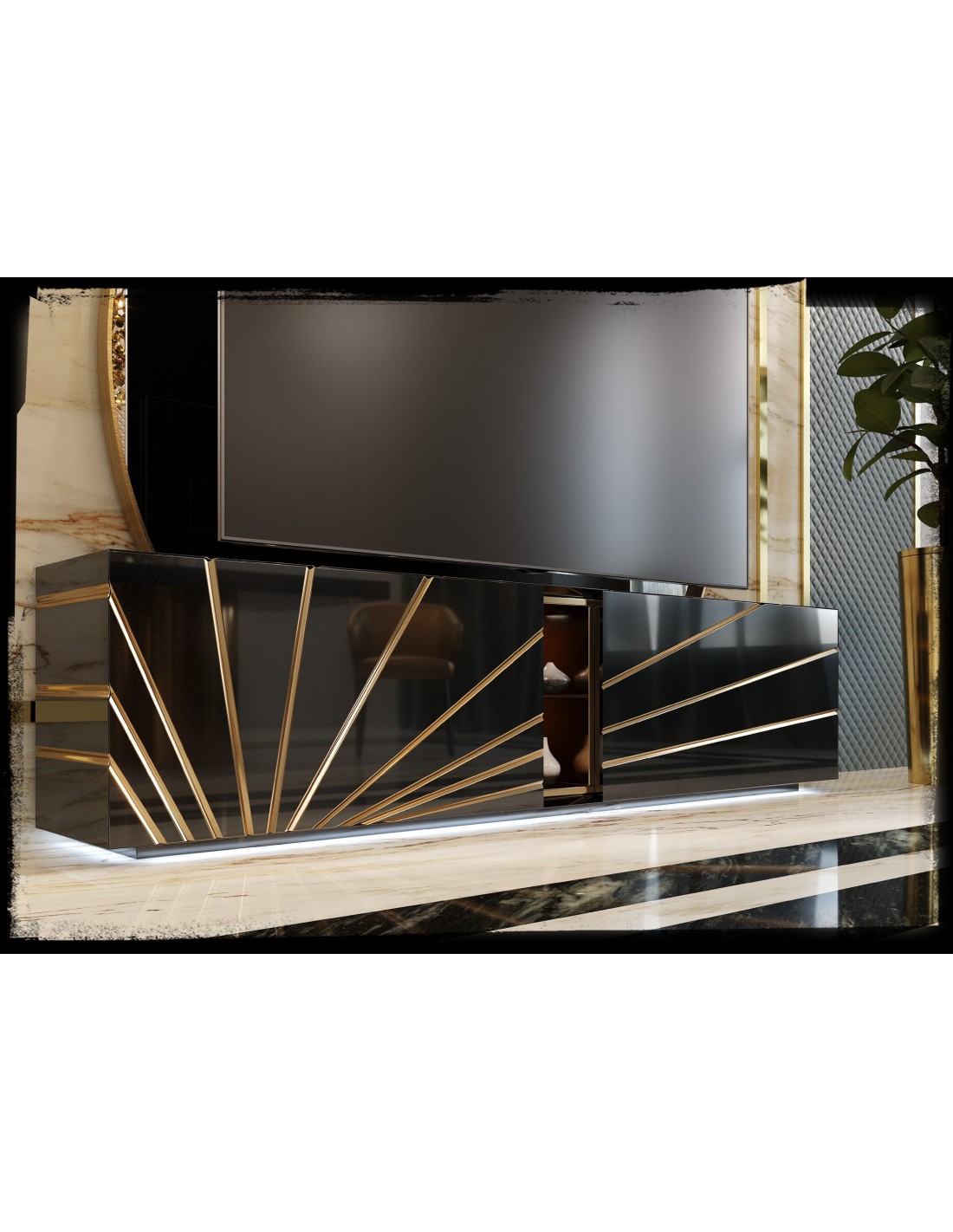 Mueble TV Gold con chimenea Franco Furniture :: Mobel K6